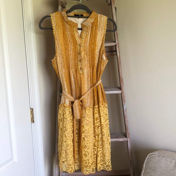 Rye Dresses & Skirts - Gold shift dress with tie belt